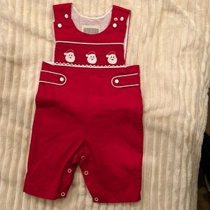 LIL CACTUS smocked Boy Christmas Jon Jon NWT